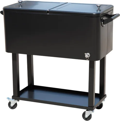 Nevera con ruedas Tenive, 80 cuartos de galón, portátil, hielera para patio, fiesta, bar, bebidas, entretenimiento para aire libre, carro para Negro