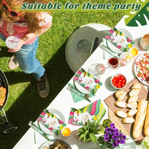Miniatura 4 de Spiareal 200 servilletas tropicales hawaianas Aloha Luau de verano desechables para fiestas, servilletas florales para invitados, toallas de mano