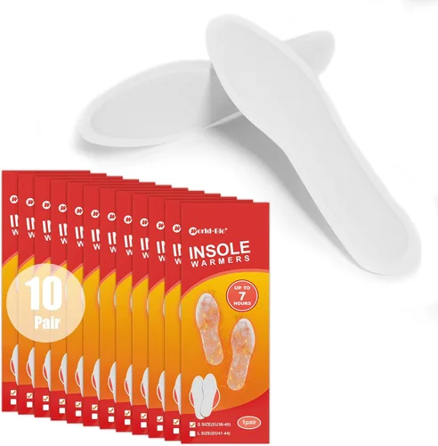 WORLD-BIO Calentadores de pies desechables, 10 pares, calentador activado por aire, seguro, natural, de larga duración, 8 horas, calentadores de