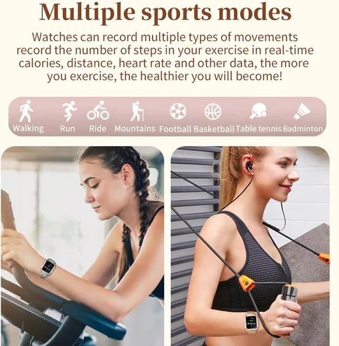 Miniatura 7 de Yihou Relojes inteligentes para mujer para Android iOS (hacer llamadas), monitor de actividad física con monitor de presión arterial de frecuencia