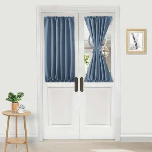 Miniatura 132 de DWCN Cortinas para puerta francesa: cortina térmica con bolsillo para barra para puertas con ventana de vidrio, puertas de cocina y patio