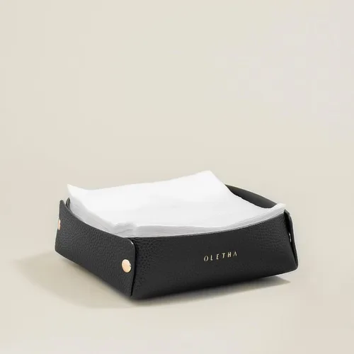 OLETHA Servilletero para servilletas de almuerzo, decoración estética de escritorio para cocina y mesa de comedor, color negro