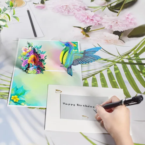 Miniatura 4 de GREETING ART Tarjeta de cumpleaños de colibrí desplegable para mujeres, esposa, abuela, tarjeta de felicitación emergente 3D para el día