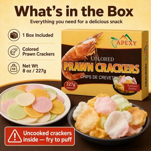 Miniatura 8 de Apexy - Galletas de gambas fritas de camarones crudos, galletas de camarones asiáticos multicolores, refrigerio crujiente de frito a hojaldre