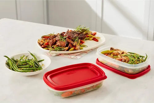 Miniatura 6 de Rubbermaid EasyFindLids - Recipientes para preparación de comidas, 5.5 tazas, color rojo