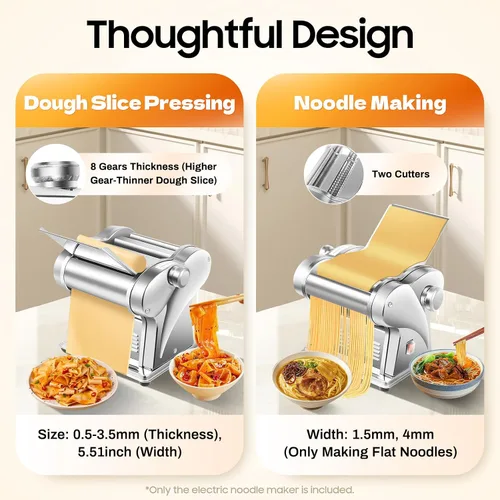 Miniatura 3 de Máquina de pasta eléctrica de 110 V Fideos automáticos Masa de bola de masa Fabricante de piel de dos cuchillos Prensado de acero inoxidable