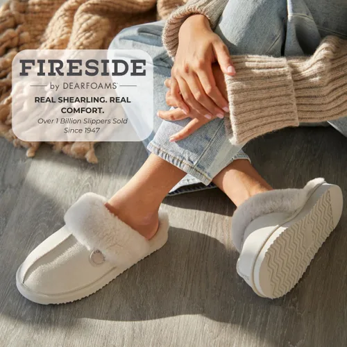 Miniatura 63 de Dearfoams Fireside Sydney Pantuflas anchas de piel de oveja para mujer, para interiores y exteriores