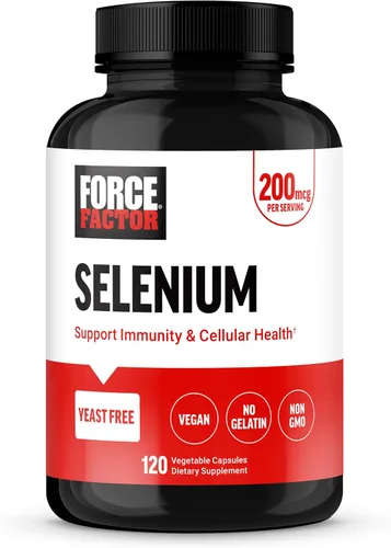 Force Factor Suplemento de apoyo inmunológico de selenio, cápsulas de selenio de 200 mcg para apoyar la defensa inmunológica, suplemento