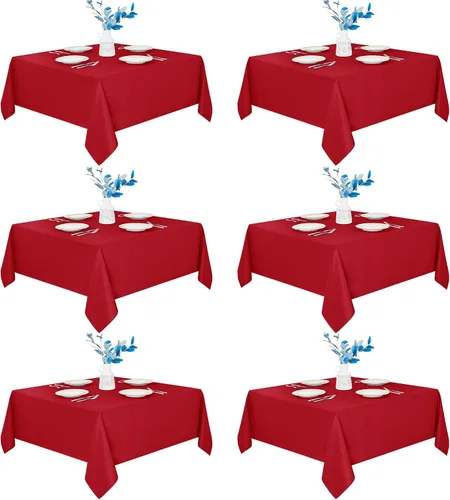 Miniatura 57 de Fitable - Paquete de 6 manteles redondos blancos - 120 pulgadas de diámetro - Manteles resistentes a las manchas y lavables, manteles de poliéster