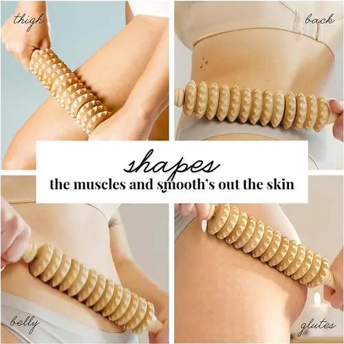 Miniatura 2 de Tuuli Masaje Anti Celulitis Masajeador 0.8 x 15.7 in Rodillo con Mango Maderotherapy Madera