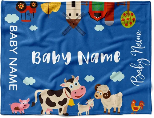 Miniatura 14 de Manta de bebé de granja personalizada, manta de bebé de animales de granja, manta de bebé floral, mantas florales para bebé, manta de bebé con Manta