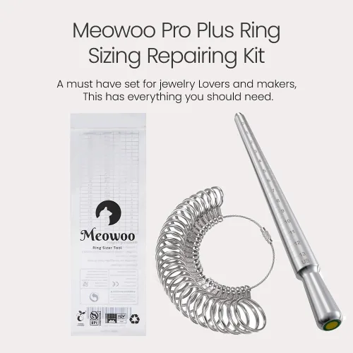 Miniatura 8 de Meowoo Juego de Herramientas de Medición de Tallas de Anillos, Calibrador de Anillos de Metal para Medidor de Anillos, Herramientas de Mandril