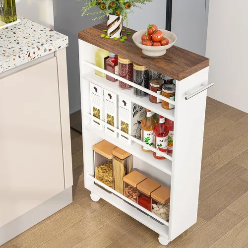Miniatura 10 de Tribesigns Carrito de Almacenamiento Delgado con Ruedas, Carrito de Cocina Estrecho Rodante sobre Ruedas para Espacios Pequeños, Carrito Utilitario