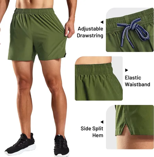Miniatura 4 de Haimont Pantalones cortos deportivos de 5 pulgadas para hombre ajuste seco con bolsillos resistentes al agua ligeros para entrenamiento y gimnasio