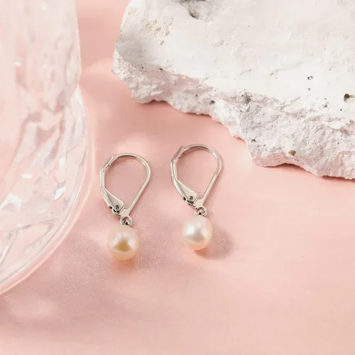 Miniatura 5 de Cowlyn - Aretes de perlas seleccionadas a mano, calidad AAA+, cultivadas en agua dulce, con cierre de palanca, aretes colgantes para regalo