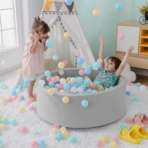 Miniatura 8 de SHJADE Piscina de pelotas de espuma para niños pequeños, 35.4"x 11.8" Piscina de pelotas para niños, Piscina de pelotas redonda suave para bebés