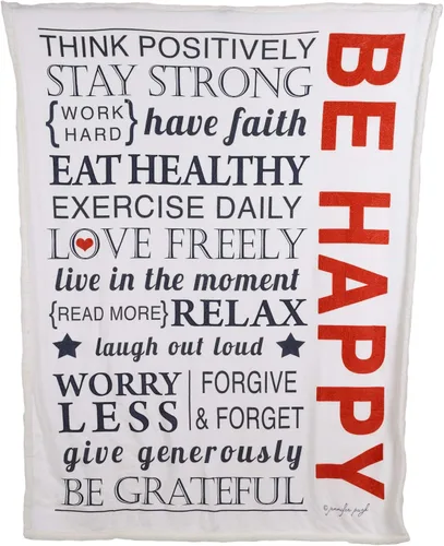 Jennifer Pugh (Be Happy) - Manta de franela y sherpa de alta calidad de doble capa, regalo inspirador para amigos, familia, cumpleaños,