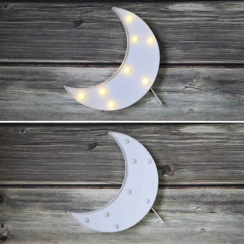 Miniatura 3 de Letreros LED de marquesina en forma de luna, luces nocturnas iluminadas a pilas, lámpara de luna creciente para dormitorio, Navidad, decoración
