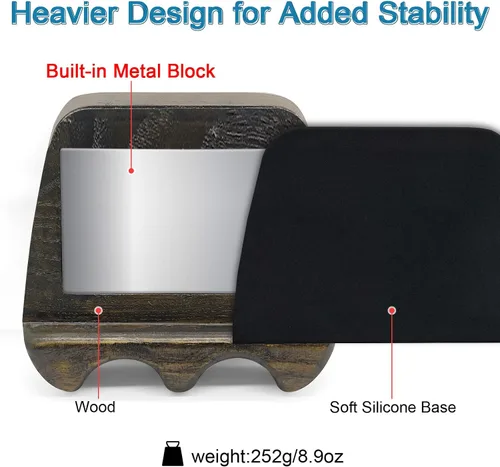 Miniatura 5 de Wood Pool Cue Holder Non-Slip Silicone Base Solid Wooden Construction Holds 2/3/4/5 Cues Weighted Metal Inside for Stability Billiard Accessory