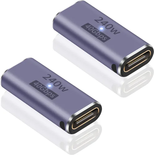 Miniatura 7 de Poyiccot Adaptador USB C de Ángulo Recto PD 240W para Thunderbolt 4/3, Extensión USB C Macho a Hembra de 90 Grados en Ángulo Recto USB 4.0 Conector