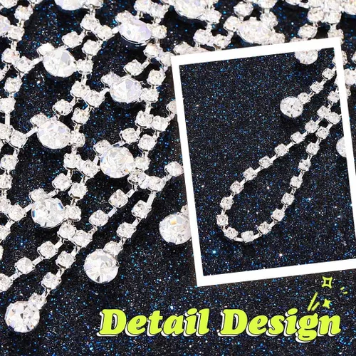 Miniatura 6 de EARENT Pulsera de plata del anillo de la cadena de la mano de la boda de la joyería de, rhinestone, Sin piedras preciosas