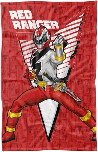 LOGOVISION Power Rangers: Manta Dino Fury, 36 x 58 pulgadas, manta de forro polar con personaje Red Ranger Personaje de Red Ranger