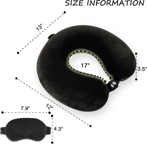 Miniatura 2 de Sexysamba Juego de almohadas de viaje de espuma viscoelástica pura para adultos, funda cómoda y extraíble, lavable a máquina, almohada de soporte