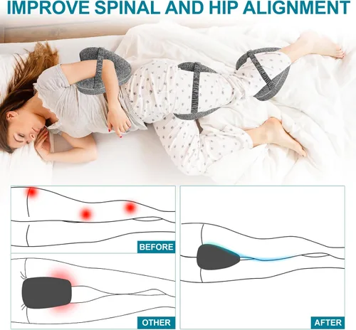 Miniatura 4 de Almohadas de alineación para dormir de lado, almohada de rodilla para dormir de lado con correa ajustable Alivia el dolor en caderas, rodillas