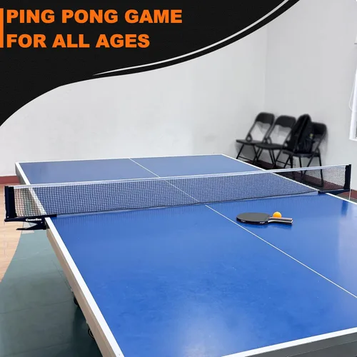 Miniatura 6 de Comesee Red de ping pong con abrazaderas plegables y juego de palas, raquetas y pelotas de tenis de mesa, postes de clip activados por resorte