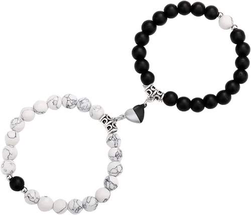 ObuMI Bracelets Magnetic Couple Her Bracelets Bracelet His And Couples Lover Jewelry Distance Bracelets (AB, One Size)