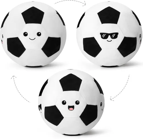 Achwishap 10 Inch Soccer Ball Plush Pillow, Game Day Sports Stuffed Toy | Skin-friendly Soft Fabric, Plush with 3 Cute Facial Expressions, Sport