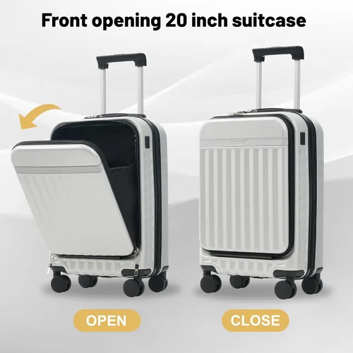Miniatura 365 de Merax Juegos de equipaje de mano en maleta aprobada por aerolíneas, estuche rígido con ruedas giratorias expandibles, Negro