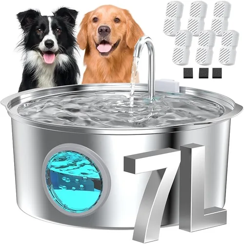 Fuente de agua para mascotas para perros grandes: fuente de agua de metal para perros - Fuentes silenciosas para gatos grandes - Fuentes de agua