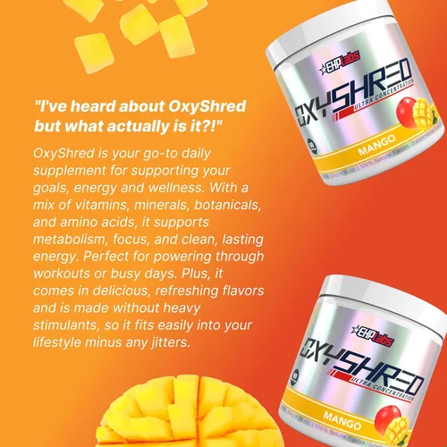 Miniatura 6 de EHP Labs OxyShred Polvo de Pre Entrenamiento - Polvo de preentrenamiento con L glutamina y acetil L carnitina, bebida de refuerzo de energía