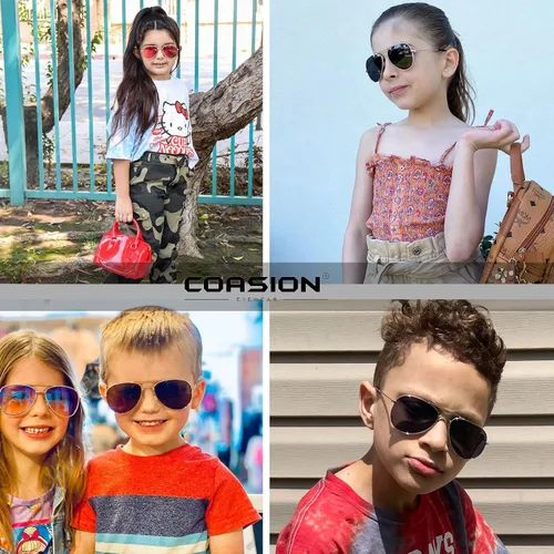 Miniatura 5 de COASION Gafas de sol de aviador pequeñas polarizadas clásicas para niños, bebés, niñas y niños de 2 a 10 años, 1.969in