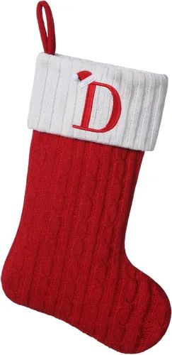 Miniatura 23 de Medias de Navidad personalizadas de 19 pulgadas con iniciales bordadas, medias de Navidad de punto negro para decoraciones de vacaciones familiares