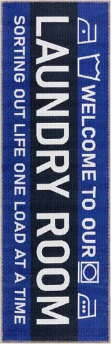 Miniatura 36 de Alfombra lavable a máquina con diseño de texto antideslizante con parte trasera de goma, 2 x 5, para lavandería, para baño, lavadero, 20 x 59