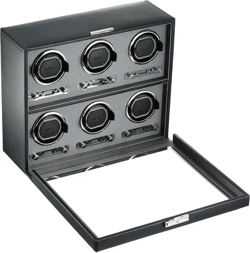 Miniatura 2 de WOLF 456802 Viceroy - Bobinadora de reloj de seis piezas con tapa, color negro, Negro