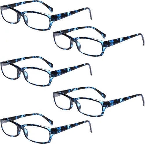 Henotin - Paquete de 5 lentes de lectura con filtro de luz azul, antifatiga visual, lentes de lectura para computadora para mujeres y hombres