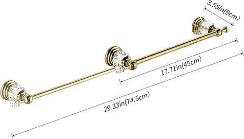 Miniatura 6 de WINCASE Barra de toalla dorada, soporte de toalla de cristal ajustable, rieles de toalleros individuales con acabado dorado montados en la pared Oro