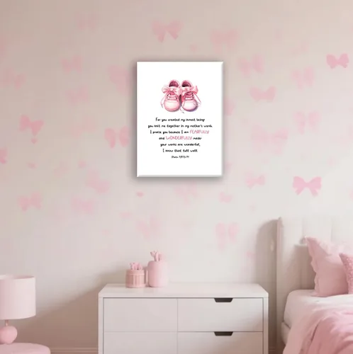 Miniatura 4 de Redland Art Decoración para Guardería de Niña, Arte de Pared en Lienzo Rosa con Escrituras para Habitación de Recién Nacida, Niñas, Habitación