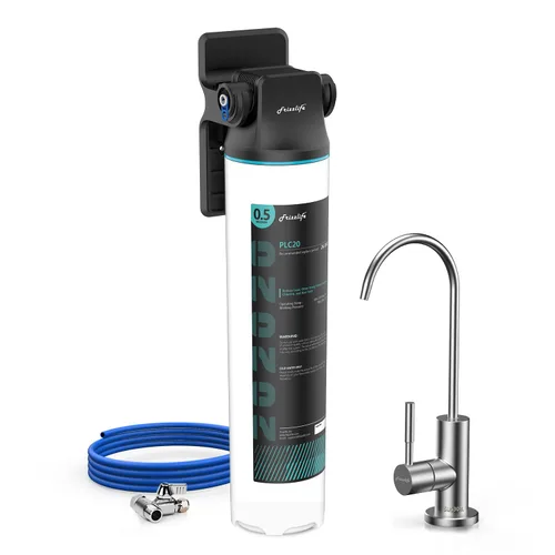 Frizzlife SW20F - Sistema de filtro de agua para debajo del fregadero con grifo de níquel cepillado, certificado NSF/ANSI 53 y 42, reduce el 99.99%