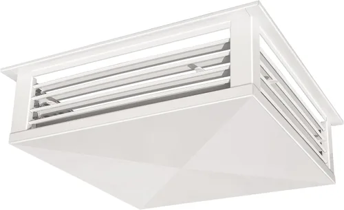 GSW Difusor de aire ajustable de 4 vías con recubrimiento de polvo blanco de 14 pulgadas para enfriador evaporativo de pantano, borde de montaje de