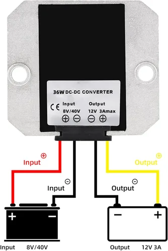 Miniatura 3 de Convertidor de voltaje DC 8V-40V a 12V 3A 36W, regulador de voltaje de convertidor de impulso, adaptador de potencia reductor de voltaje, módulo
