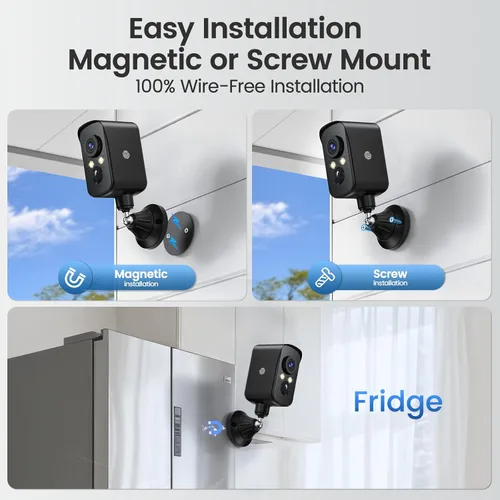 Miniatura 4 de Cámara de seguridad celular 4G LTE inalámbrica para exteriores, magnética, no necesita WiFi, panorámica de 300°, alimentada por energía solar