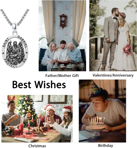 Miniatura 347 de Collar de plata de ley 925 con medalla de San Patrón, colgante de protección católica, amuleto, joyería religiosa para hombres y mujeres