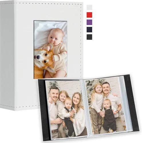 Miniatura 12 de Vienrose Álbum de fotos pequeño de 4 x 6 pulgadas, paquete de 2 mini libros de fotos con cubierta de cuero, 26 páginas con capacidad para 52