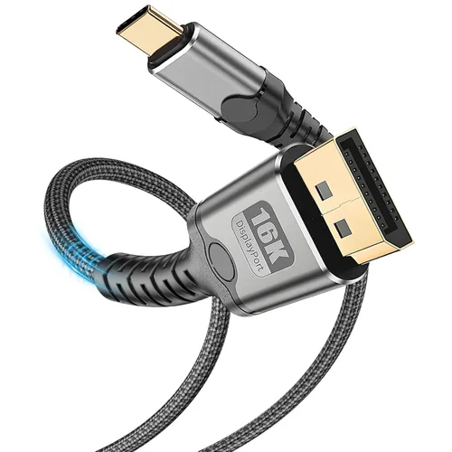 Miniatura 9 de Cable USB C a DisplayPort de 10 pies, 8K a 60 Hz 4K a 240 Hz unidireccional Thunderbolt 3/4/5 a DisplayPort cable USB C a DP compatible con MacBook