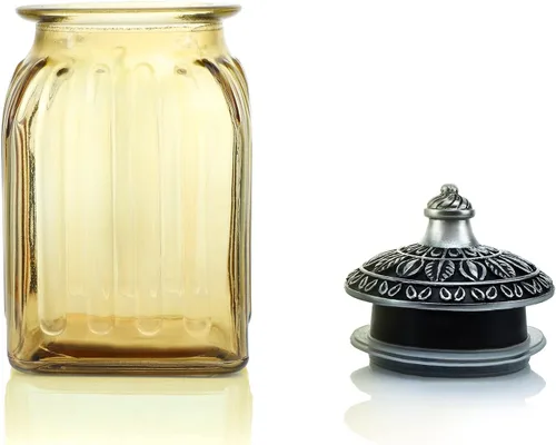 Miniatura 12 de SOCOSY Tarro de cristal transparente vintage para dulces con tapa, tarro de comida, tarro de nueces, caja de joyería, tarros de dulces de boda