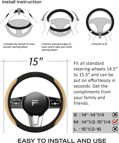 Miniatura 6 de Skechers Funda para volante, funda de espuma viscoelástica para volante de automóvil, de 14.5 a 15 pulgadas, diseño cómodo y antideslizante
